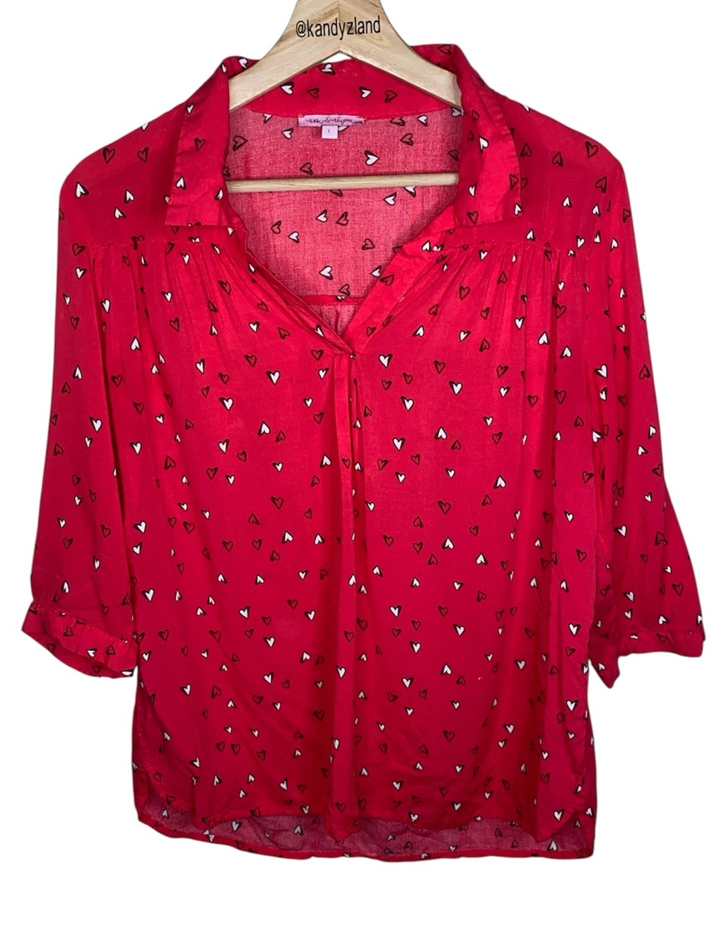 ROSE & RHYME Womens Red Heart Blouse